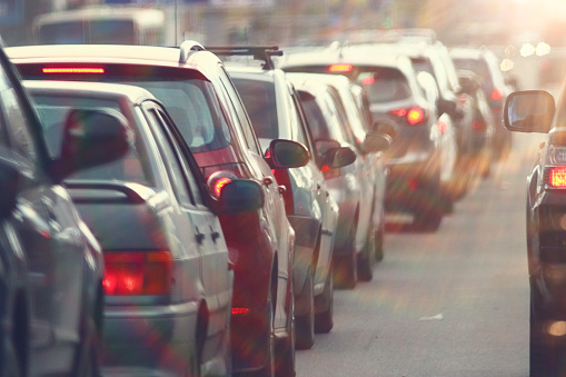 traffic jams in the city, road, rush hour